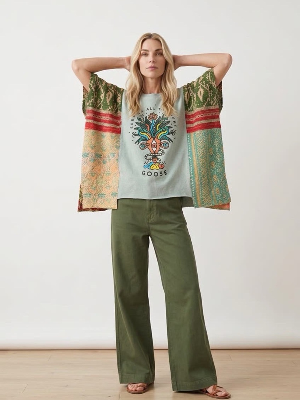 Handcrafted Upcycled GOOSE Kantha Tunic NWT One Size